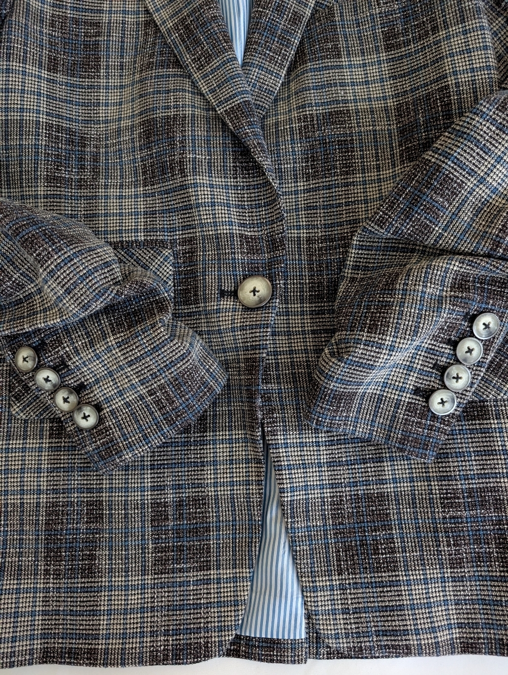 NWOT Veronica Beard Martel Gray Plaid Cotton Dickey Jacket Blazer Size 0 - Picture 8 of 13